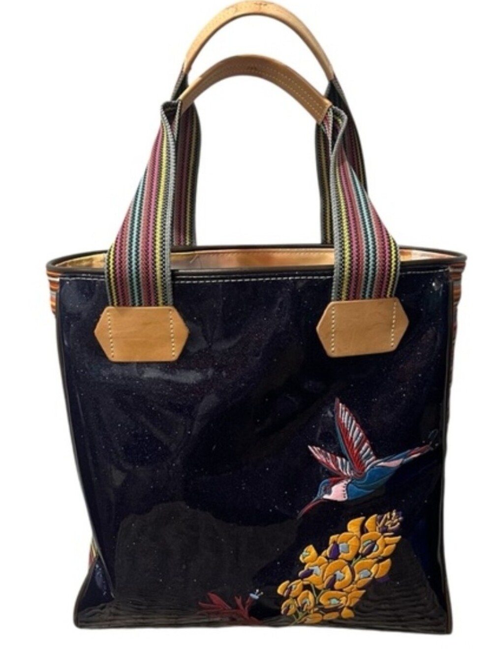 Consuela Haley blue with hummingbird Classic Tote Bag EUC Rare HTF